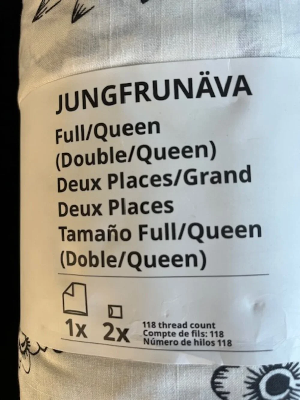 NEW ~IKEA ~ FULL/QUEEEN ~ 100% Cotton ~ JUNGFRUNAVA Duvet Cover + 2 Pillowcases